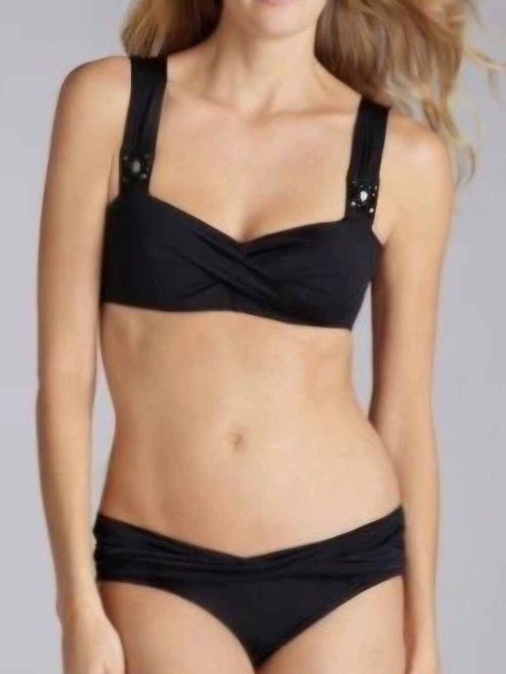 BADGLEY MISCHKA Swimsuit 2pc Bikini Set Black Sz 8